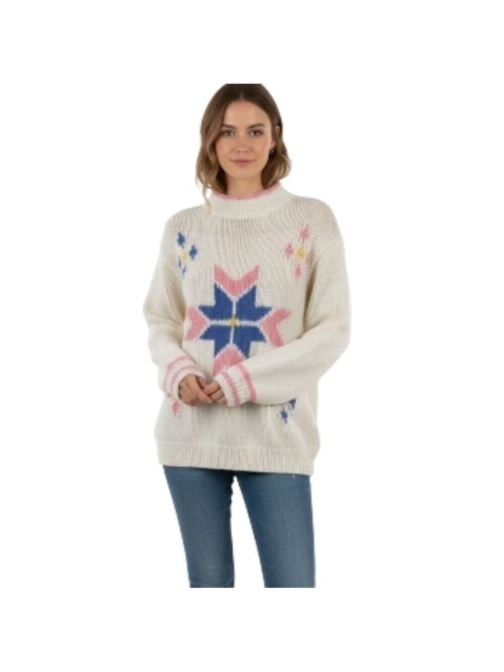 VINTAGE Impromptu White Chunky Knit Long Sleeve Sweater Size Large - Picture 2 of 6